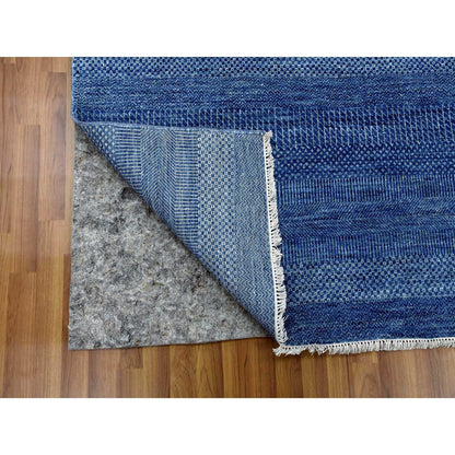 Modern and Contemporary Wool & Silk Hand Knotted Rug Blue No Border 9.1X12.2 -O079306