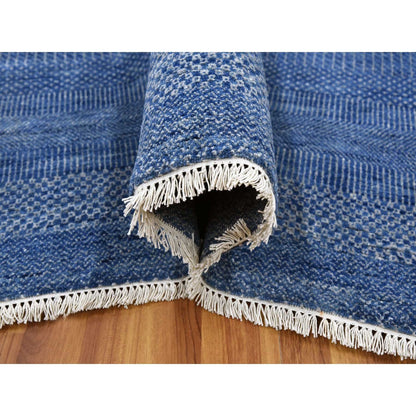 Modern and Contemporary Wool & Silk Hand Knotted Rug Blue No Border 9.1X12.2 -O079306