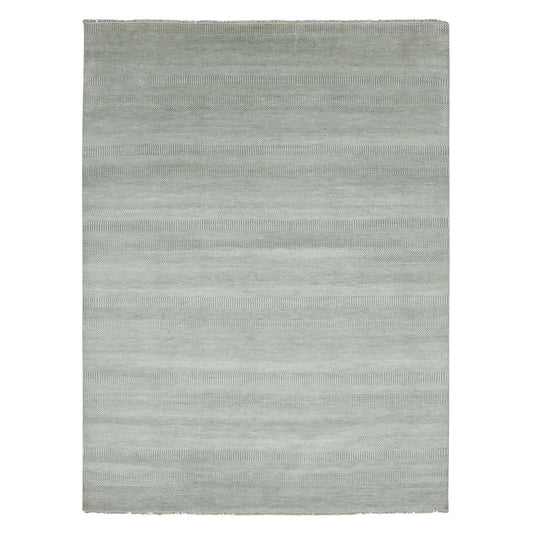 Modern and Contemporary Wool & Silk Hand Knotted Rug Grey No Border 9.0X12.1 -O079307