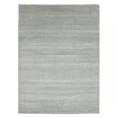 Modern and Contemporary Wool & Silk Hand Knotted Rug Grey No Border 9.0X12.1 -O079307
