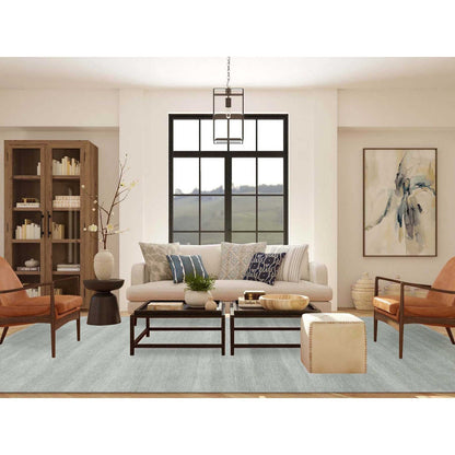 Modern and Contemporary Wool & Silk Hand Knotted Rug Grey No Border 9.0X12.1 -O079307