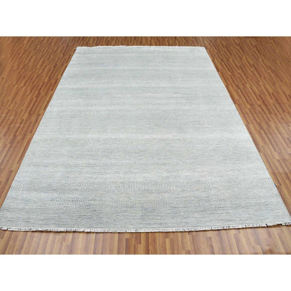 Modern and Contemporary Wool & Silk Hand Knotted Rug Grey No Border 9.0X12.1 -O079307