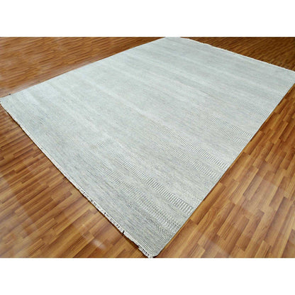 Modern and Contemporary Wool & Silk Hand Knotted Rug Grey No Border 9.0X12.1 -O079307
