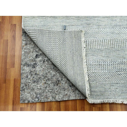 Modern and Contemporary Wool & Silk Hand Knotted Rug Grey No Border 9.0X12.1 -O079307