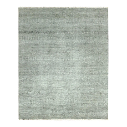 Modern and Contemporary Wool & Silk Hand Knotted Rug Grey No Border 8.0X10.0 -O079315