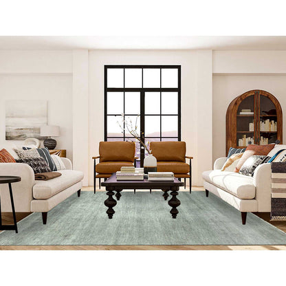 Modern and Contemporary Wool & Silk Hand Knotted Rug Grey No Border 8.0X10.0 -O079315