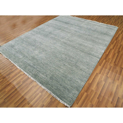 Modern and Contemporary Wool & Silk Hand Knotted Rug Grey No Border 8.0X10.0 -O079315