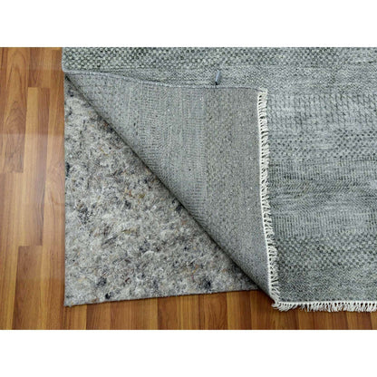 Modern and Contemporary Wool & Silk Hand Knotted Rug Grey No Border 8.0X10.0 -O079315