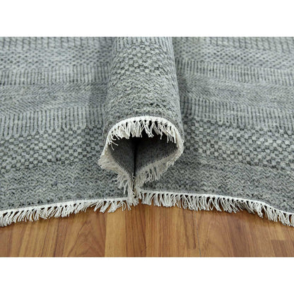 Modern and Contemporary Wool & Silk Hand Knotted Rug Grey No Border 8.0X10.0 -O079315