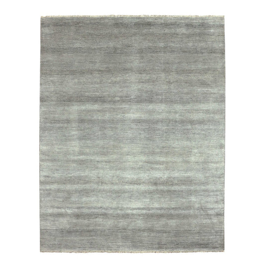 Modern and Contemporary Wool & Silk Hand Knotted Rug Grey No Border 8.0X10.2 -O079317