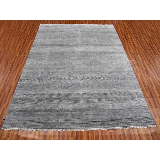 Modern and Contemporary Wool & Silk Hand Knotted Rug Grey No Border 8.0X10.2 -O079317