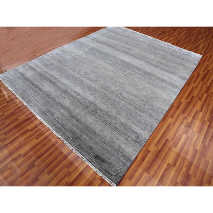 Modern and Contemporary Wool & Silk Hand Knotted Rug Grey No Border 8.0X10.2 -O079317