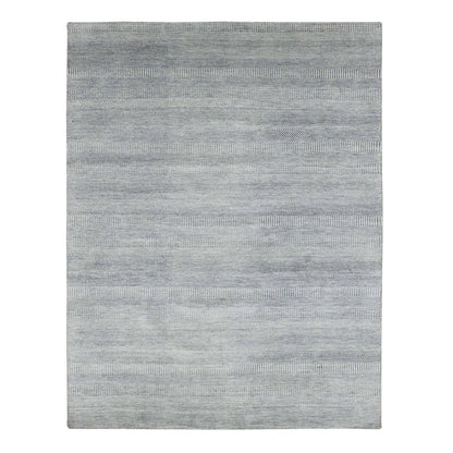 Modern and Contemporary Wool & Silk Hand Knotted Rug Grey No Border 8.0X10.3 -O079321