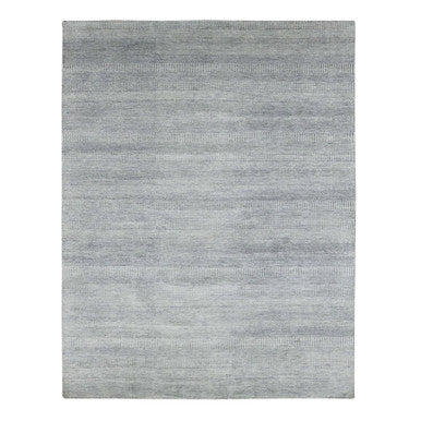 Modern and Contemporary Wool & Silk Hand Knotted Rug Grey No Border 8.0X10.3 -O079321