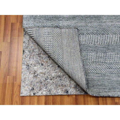 Modern and Contemporary Wool & Silk Hand Knotted Rug Grey No Border 8.0X10.3 -O079321