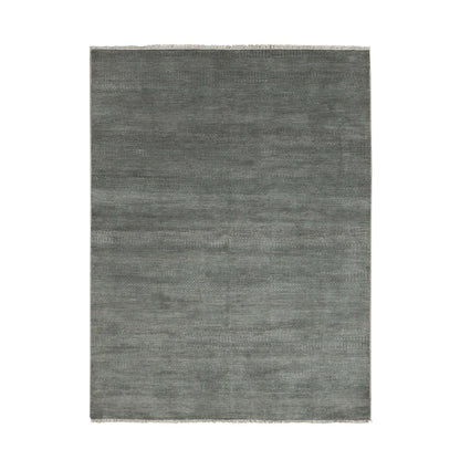 Modern and Contemporary Wool & Silk Hand Knotted Rug Grey No Border 5.1X7.1 -O079334
