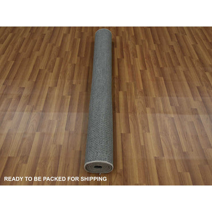 Modern and Contemporary Wool & Silk Hand Knotted Rug Grey No Border 5.1X7.1 -O079334