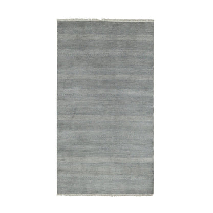 Modern and Contemporary Wool & Silk Hand Knotted Rug Grey No Border 3.10X7.0 -O079337