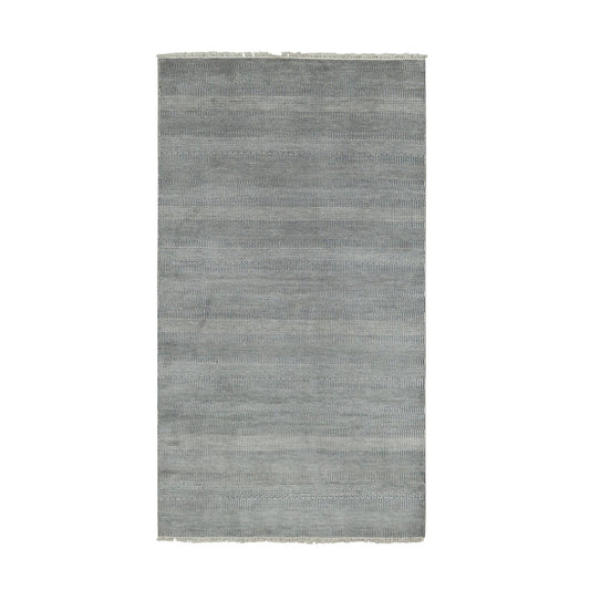Modern and Contemporary Wool & Silk Hand Knotted Rug Grey No Border 3.10X7.0 -O079337