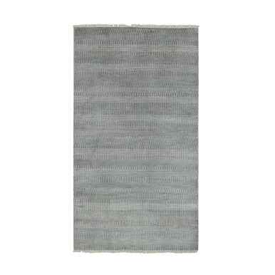 Modern and Contemporary Wool & Silk Hand Knotted Rug Grey No Border 3.10X7.0 -O079337