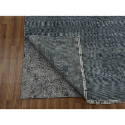 Modern and Contemporary Wool & Silk Hand Knotted Rug Grey No Border 3.10X7.0 -O079337
