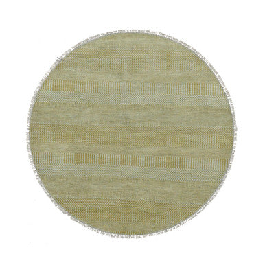 Modern and Contemporary Wool & Silk Hand Knotted Rug Green No Border 5.0X5.0 -O079342