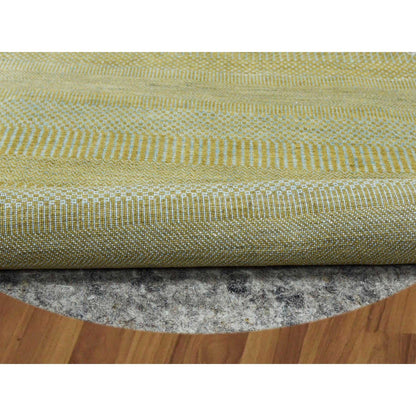Modern and Contemporary Wool & Silk Hand Knotted Rug Green No Border 5.0X5.0 -O079342