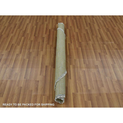 Modern and Contemporary Wool & Silk Hand Knotted Rug Green No Border 5.0X5.0 -O079342