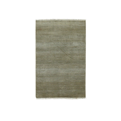 Modern and Contemporary Wool & Silk Hand Knotted Rug Brown No Border 3.0X5.2 -O079344