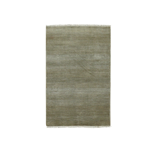 Modern and Contemporary Wool & Silk Hand Knotted Rug Brown No Border 3.0X5.2 -O079344