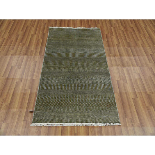 Modern and Contemporary Wool & Silk Hand Knotted Rug Brown No Border 3.0X5.2 -O079344
