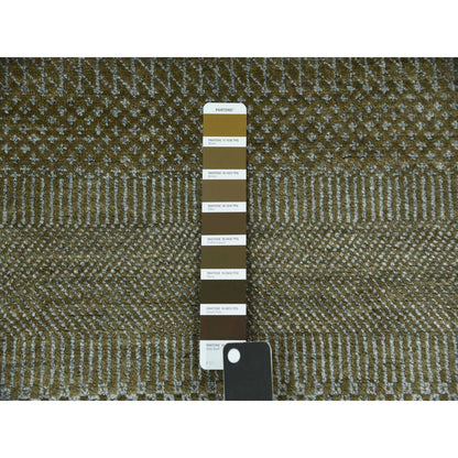Modern and Contemporary Wool & Silk Hand Knotted Rug Brown No Border 3.0X5.2 -O079344