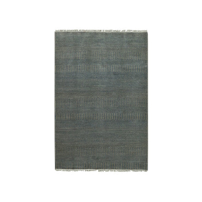 Modern and Contemporary Wool & Silk Hand Knotted Rug Grey No Border 3.1X5.0 -O079349