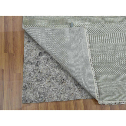 Modern and Contemporary Wool & Silk Hand Knotted Rug Grey No Border 3.0X5.3 -O079353