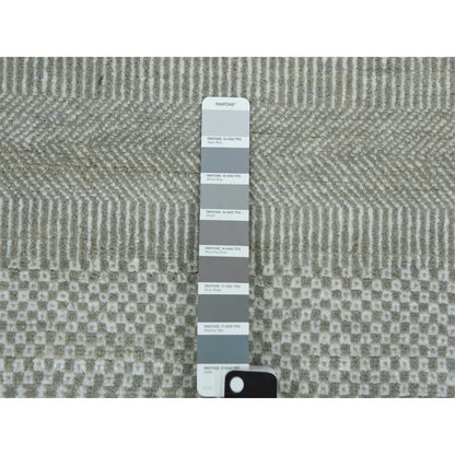 Modern and Contemporary Wool & Silk Hand Knotted Rug Grey No Border 3.0X5.3 -O079353