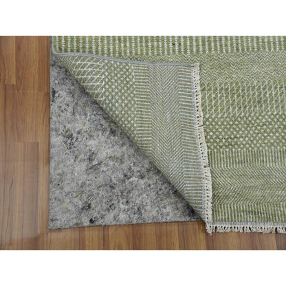 Modern and Contemporary Wool & Silk Hand Knotted Rug Green No Border 3.0X5.3 -O079354