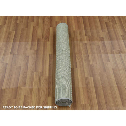 Modern and Contemporary Wool & Silk Hand Knotted Rug Green No Border 3.0X5.3 -O079354