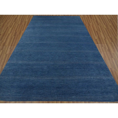 Modern and Contemporary Wool & Silk Hand Knotted Rug Blue No Border 12.0X18.0 -O079358