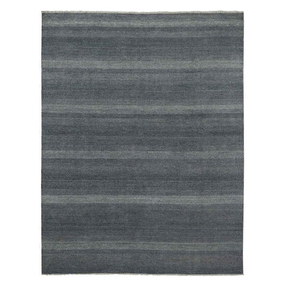 Modern and Contemporary Wool & Silk Hand Knotted Rug Blue No Border 8.1X10.1 -O079362