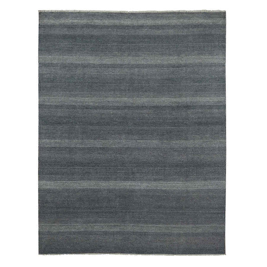 Modern and Contemporary Wool & Silk Hand Knotted Rug Blue No Border 8.1X10.1 -O079362