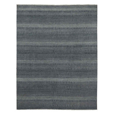 Modern and Contemporary Wool & Silk Hand Knotted Rug Blue No Border 8.1X10.1 -O079362