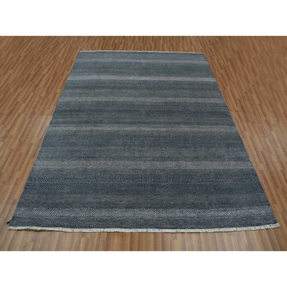 Modern and Contemporary Wool & Silk Hand Knotted Rug Blue No Border 8.1X10.1 -O079362