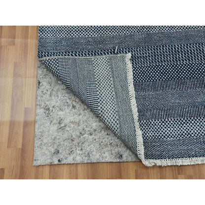 Modern and Contemporary Wool & Silk Hand Knotted Rug Blue No Border 8.1X10.1 -O079362