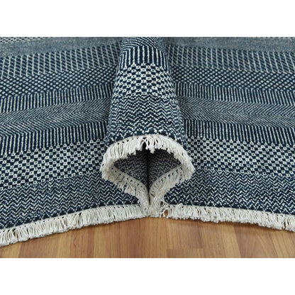 Modern and Contemporary Wool & Silk Hand Knotted Rug Blue No Border 8.1X10.1 -O079362