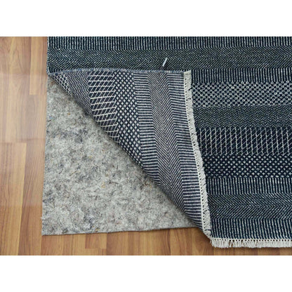 Modern and Contemporary Wool & Silk Hand Knotted Rug Blue No Border 6.0X9.0 -O079363