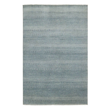Modern and Contemporary Wool & Silk Hand Knotted Rug Blue No Border 6.0X9.3 -O079364