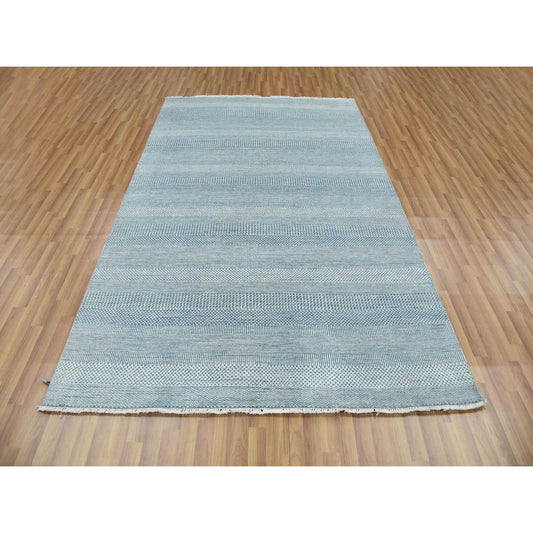 Modern and Contemporary Wool & Silk Hand Knotted Rug Blue No Border 6.0X9.3 -O079364