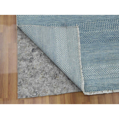 Modern and Contemporary Wool & Silk Hand Knotted Rug Blue No Border 6.0X9.3 -O079364