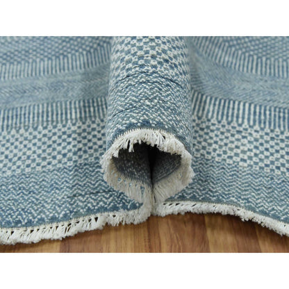 Modern and Contemporary Wool & Silk Hand Knotted Rug Blue No Border 6.0X9.3 -O079364