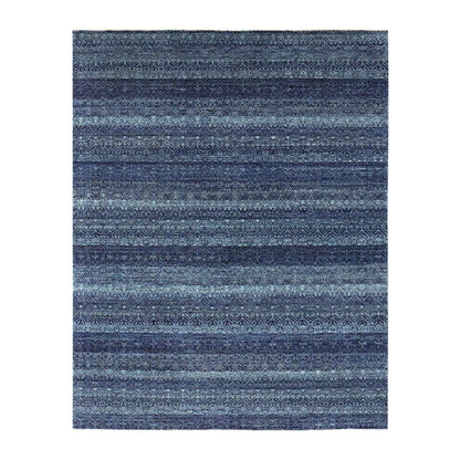 Modern and Contemporary Wool Hand Knotted Rug Blue No Border 8.0X10.2 -O079372